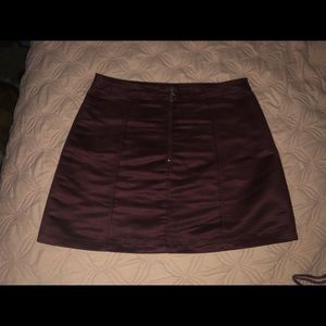 suede deep purple zip up skirt